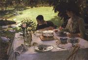 Giuseppe de nittis breakfast in the garden oil painting